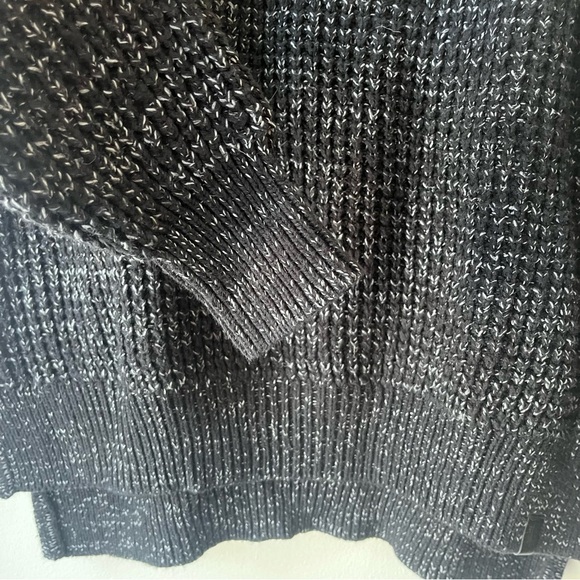Roots Chunky Knit Mock Neck Sweater Marled Black Gray Cozy Pullover oversized XS - Picture 7 of 11